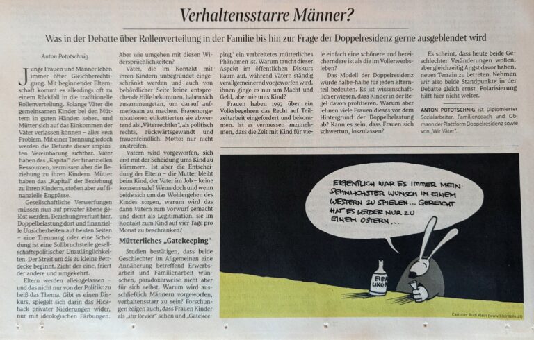 Der Standard Gastkommentar: Verhaltensstarre Männer?